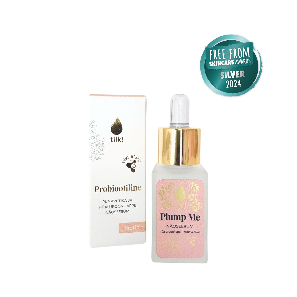 Plump Me Probiotic mitrinošs sejas serums ar hialuronskābi un sarkanajām aļģēm, 15ml
