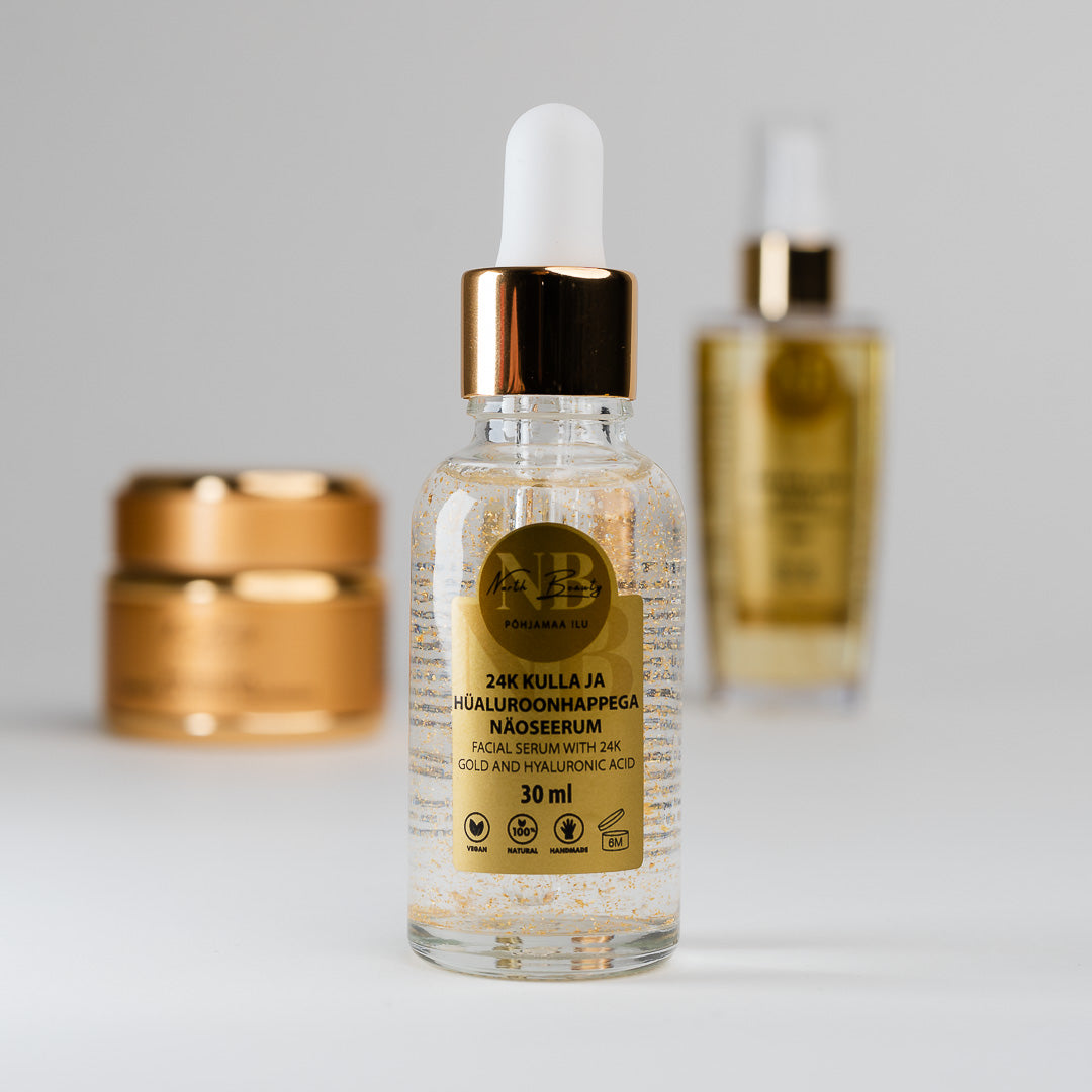 24K zelta un hialuronskābes sejas serums, 30ml